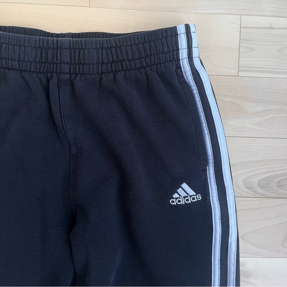 Adidas Youth 3-Stripes Fleece Joggers Black/White - Picture 3 of 5